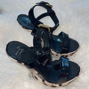 giuseppe Zanotti leopard no heel shoes